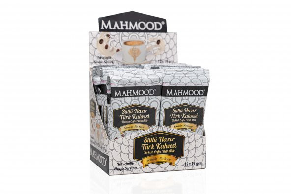 Mahmood Coffee Hazır Türk Kahvesi Sütlü Şekersiz 19 gr x12 adet