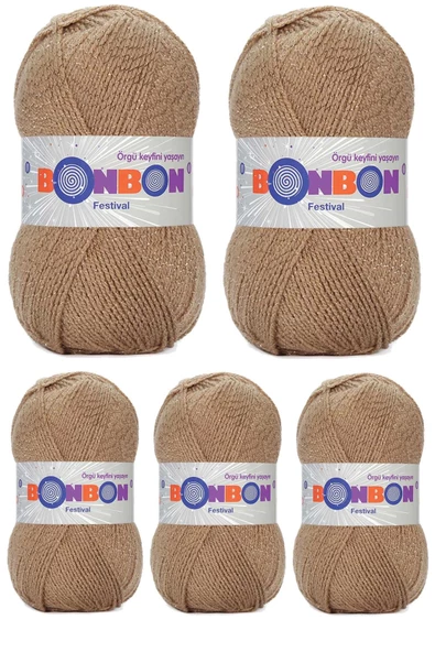 5 Adet Festival Simli Örgü İpi Yünü Renk No:672 ürün görseli