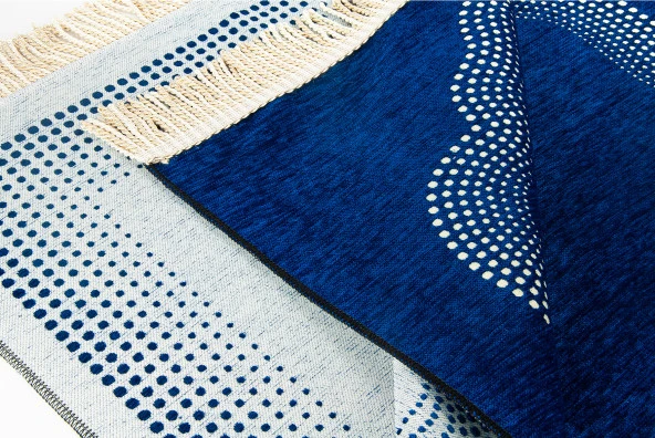 Mihrap Desenli Düz Şönil Seccade Lacivert - Resim 2