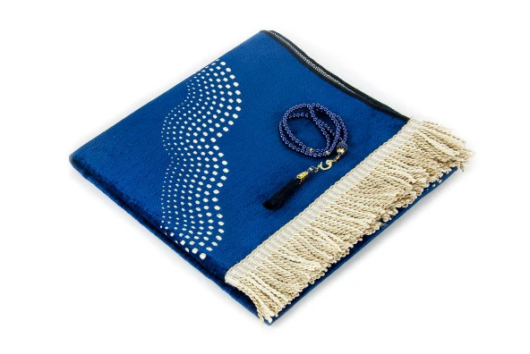 Mihrap Desenli Düz Şönil Seccade Lacivert - Resim 3