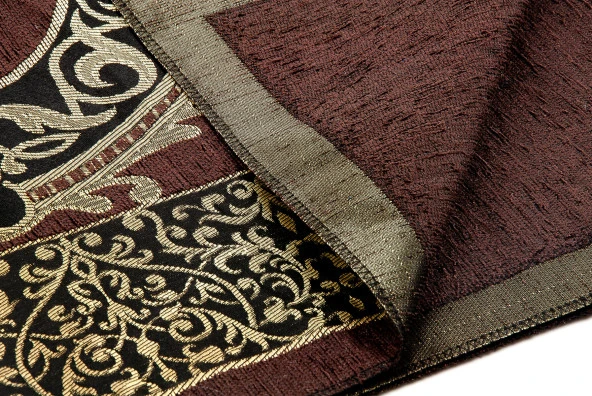 Lüks  Osmanlı Şönil Seccade Tesbih Hediyeli Kahverengi - Resim 3