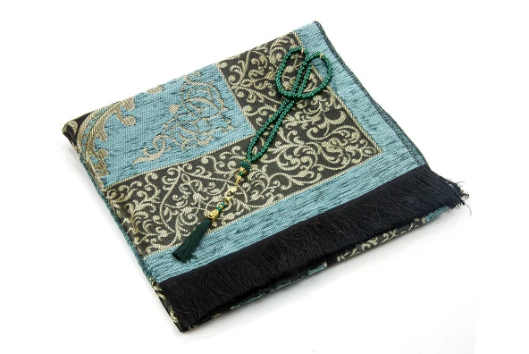 Lüks  Osmanlı Şönil Seccade Tesbih Hediyeli Petrol - 2