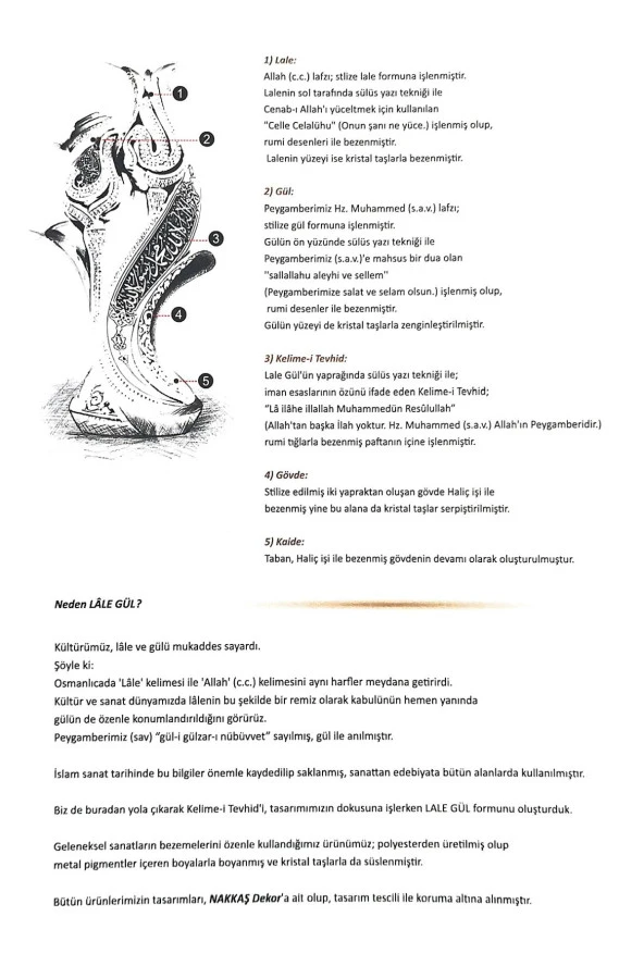Lalegül Kelime-i Tevhidli Büyük Biblo (Küçük Boy) Sarı - 3