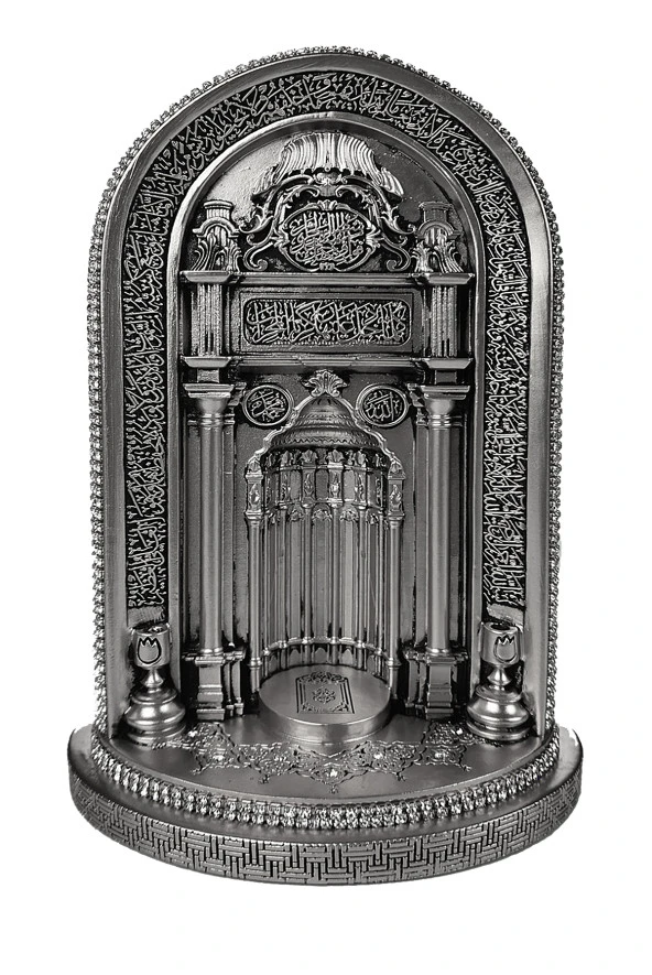 Cami Mihrabı Kristal Taş Süslemeli Dini Hediyelik Biblo Gümüş