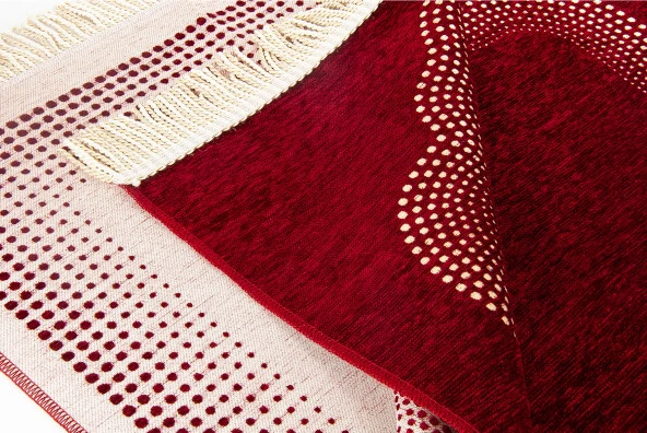 Mihrap Desenli Düz Şönil Seccade Bordo - Resim 3