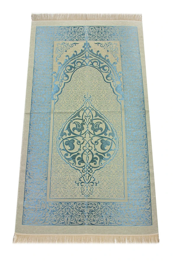 Özel Hediyelik Kutulu Seccadeli Tesbihli Set Mavi - 8