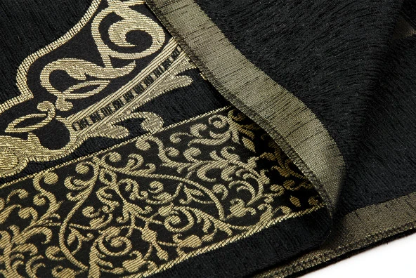 Lüks  Osmanlı Şönil Seccade Tesbih Hediyeli Siyah - Resim 4