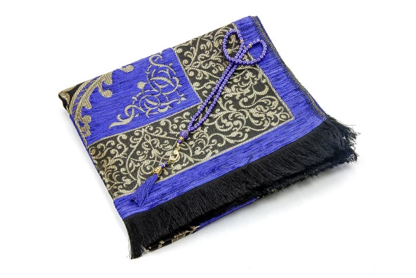 Lüks  Osmanlı Şönil Seccade Tesbih Hediyeli Mor - Resim 2