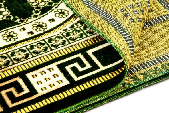 Lüks Kadife Şipinger Seccade  Tesbih Hediyeli Açık Yeşil - Resim 3