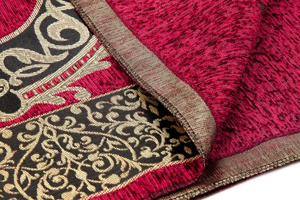 Lüks  Osmanlı Şönil Seccade Tesbih Hediyeli Kırmızı - Resim 3