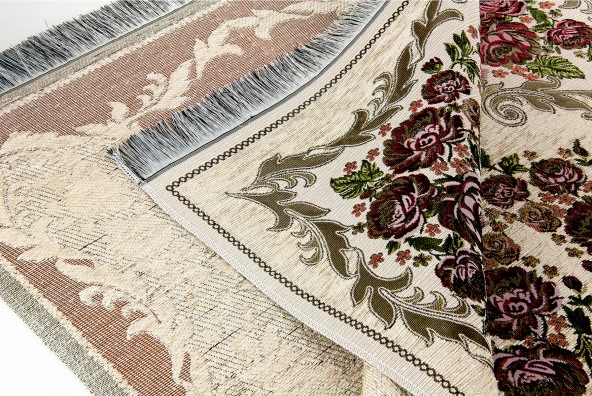 Lüks Gülce Şönil Seccade Krem Tesbih Hediyeli - Resim 2