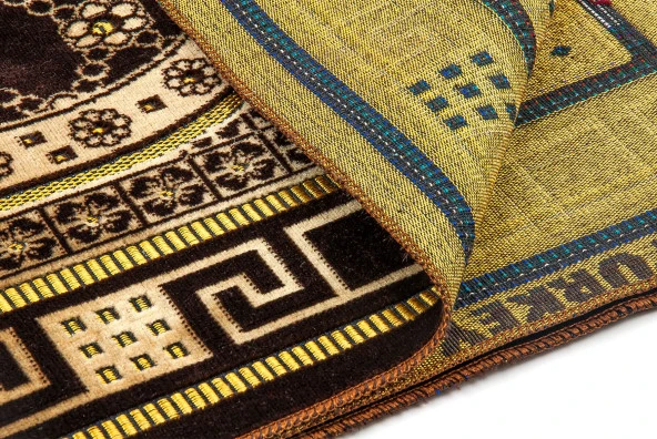 Lüks Kadife Şipinger Seccade  Tesbih Hediyeli Kahverengi - Resim 2