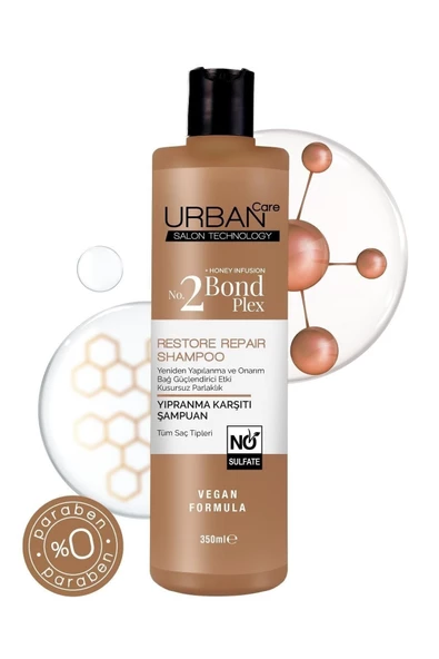Urban Care No.2 Bond Plex Restore Repair Yıpranma Karşıtı Saç Bakım Şampuanı 350 ml x2 Adet - Resim 4