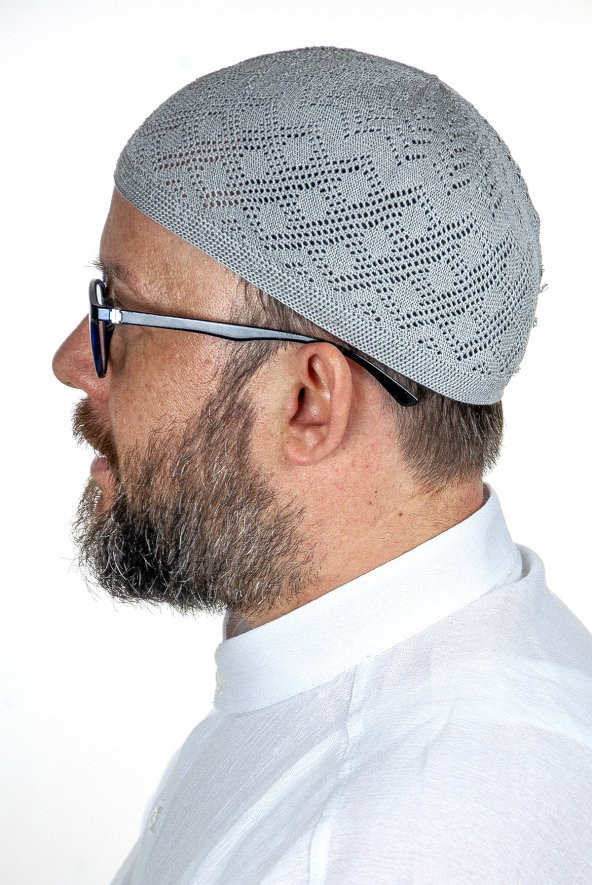 Mercan Namaz Takkesi  Gri 12 Adet - 3