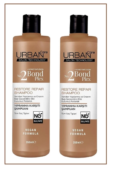 Urban Care No.2 Bond Plex Restore Repair Yıpranma Karşıtı Saç Bakım Şampuanı 350 ml x2 Adet