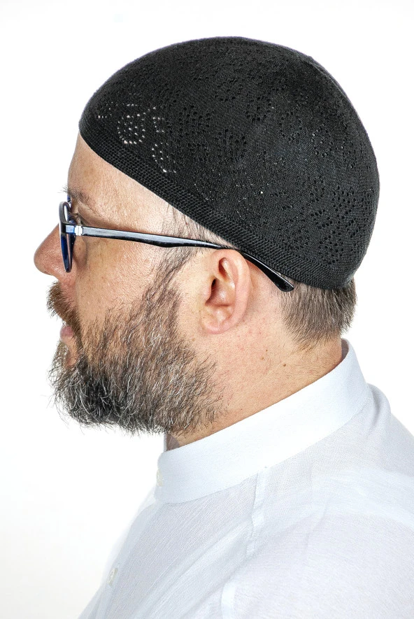 Mercan Namaz Takkesi Siyah 12 Adet - Resim 2