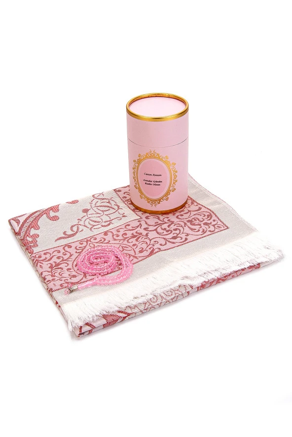 Canım Anneme Seccade ve İnci Tesbihli Özel Silindir Kutulu Set - Resim 3