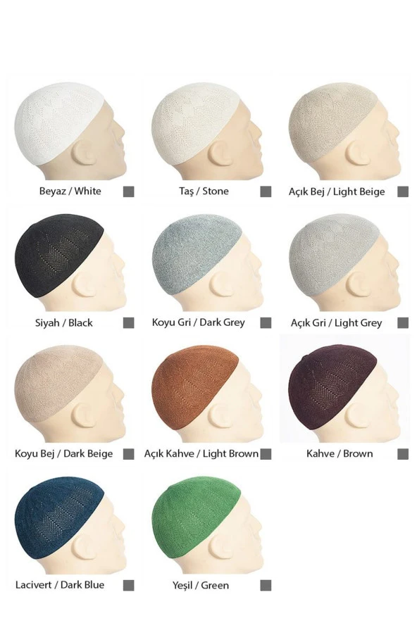 Safir İnce Örme Dantel Namaz Takkesi Siyah 1 Adet - Resim 6