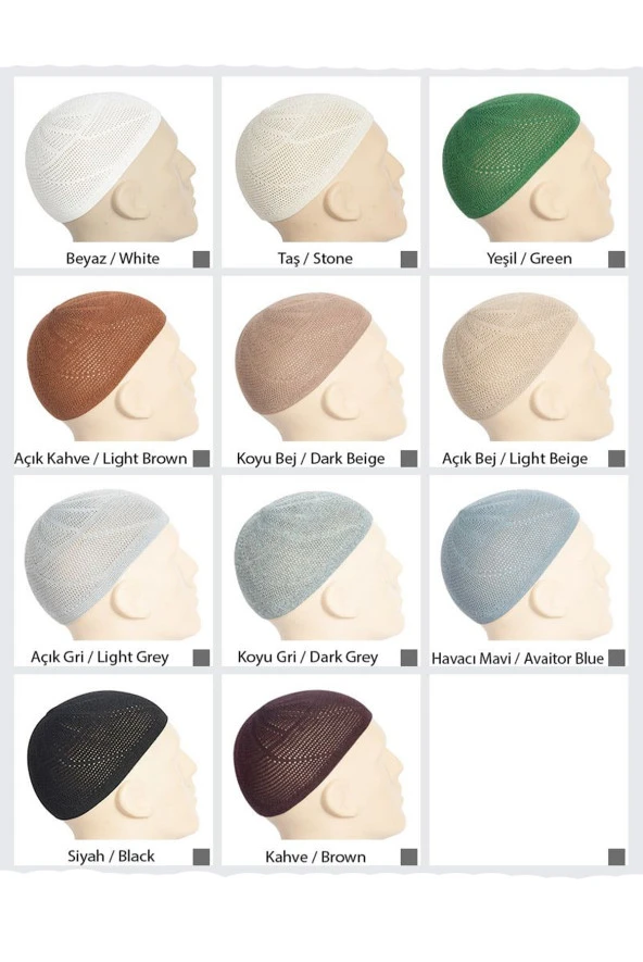 Gold Lüks Dantel Örme Namaz Takkesi Kahverengi 1 Adet - Resim 6