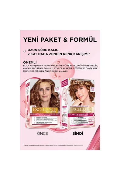 L'Oreal Paris Creme Saç Boyası 6.32 Altın Açık Kahve - Resim 3