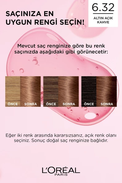 L'Oreal Paris Creme Saç Boyası 6.32 Altın Açık Kahve - Resim 7