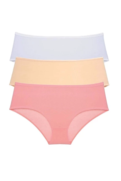 3 Adet Kadın Yüksek Bel Bato Külot Beyaz Ten Pudra ürün görseli