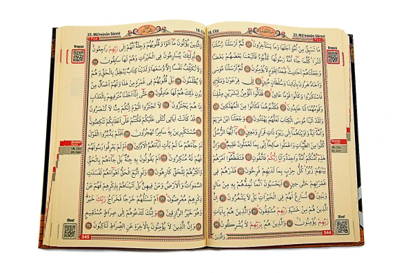 Orta Boy İki Renkli Karekodlu Bilgisayar Hatlı Kuranı Kerim - Kabeli - Resim 3