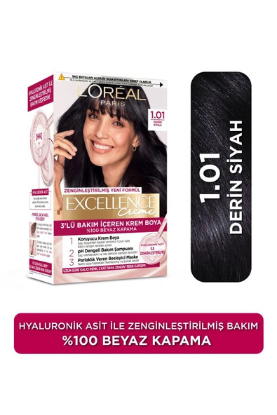 L'oréal Paris Excellence Creme Saç Boyası 1.01 Derin Saf Siyah