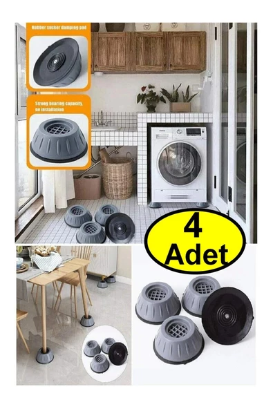 Çamaşır Makinesi Titreşim Önleyici Mobilya Yükseltici Kaydırmaz Vantuzlu Stoper Set 4 Adet - 9