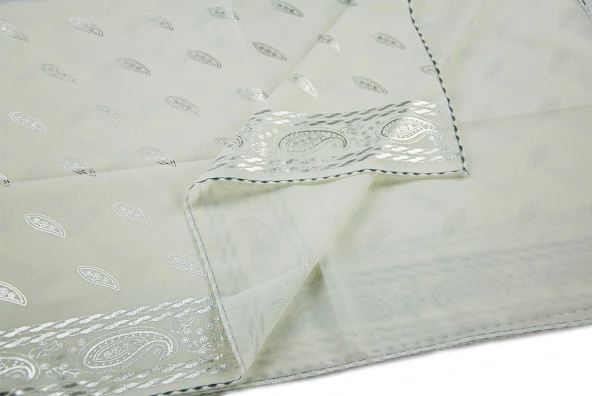 Biricik Anneme Özel Silindir Kutulu Set - İnci Tesbihli - Varaklı Kesik Elyaf Mevlid Örtülü - Krem Renk - Resim 3