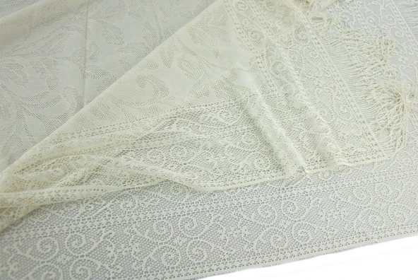 Anneler Gününe Özel Silindir Kutulu Set - İnci Tesbihli - Tül Şal - Krem Renk - Resim 4