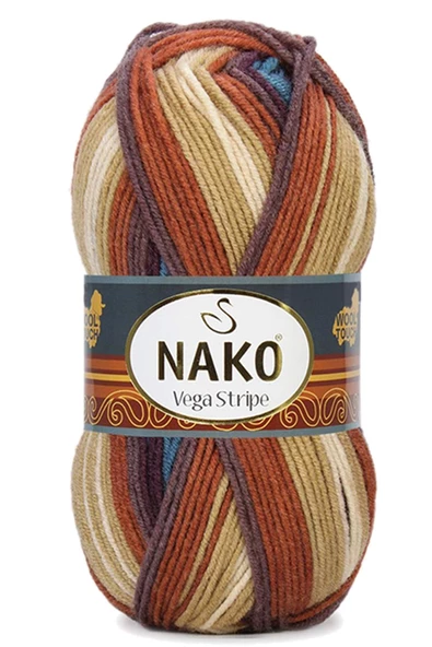 5 Adet Vega Stripe Premium Akrilik El Örgü İpi Yünü No: 82420 - Resim 3