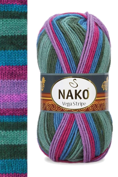5 Adet Vega Stripe Premium Akrilik El Örgü İpi Yünü No: 82408 - Resim 3