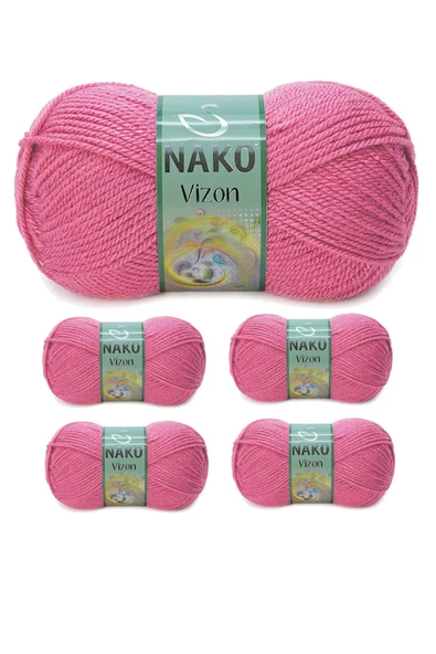 5 Adet Vizon Premium Akrilik El Örgü İpi Yünü Renk No:180 Kuru Gül ürün görseli