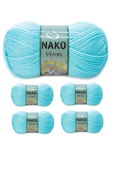 5 Adet Vizon Premium Akrilik El Örgü İpi Yünü Renk No:10535 Açık Turkuaz ürün görseli