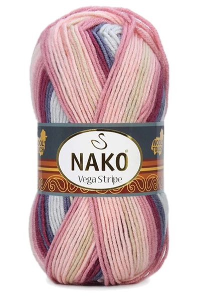 5 Adet Vega Stripe Premium Akrilik El Örgü İpi Yünü No: 82415 - Resim 3