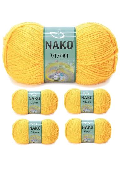 5 Adet Vizon Premium Akrilik El Örgü İpi Yünü Renk No:184 Sarı ürün görseli