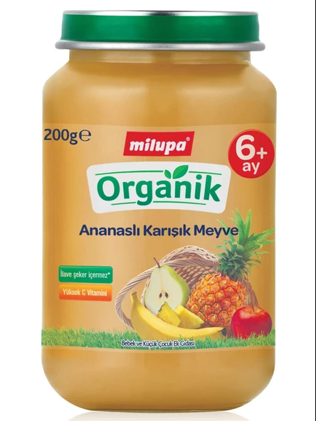 Milupa Organik Ananaslı Karışık Meyveli Kavanoz Maması 200gr