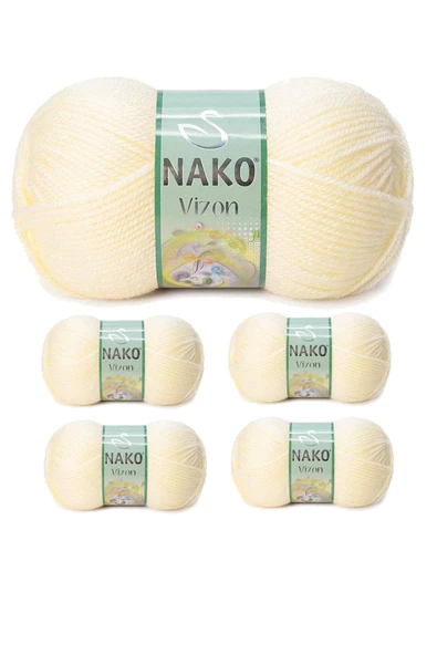 5 Adet Vizon Premium Akrilik El Örgü İpi Yünü Renk No:256 Krem ürün görseli