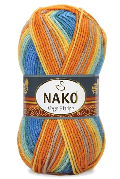 5 Adet Vega Stripe Premium Akrilik El Örgü İpi Yünü No: 82421 - Resim 3