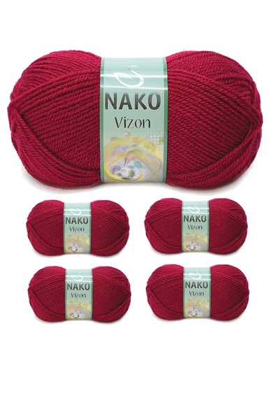 5 Adet Vizon Premium Akrilik El Örgü İpi Yünü Renk No:3630 Vişne Çürüğü ürün görseli