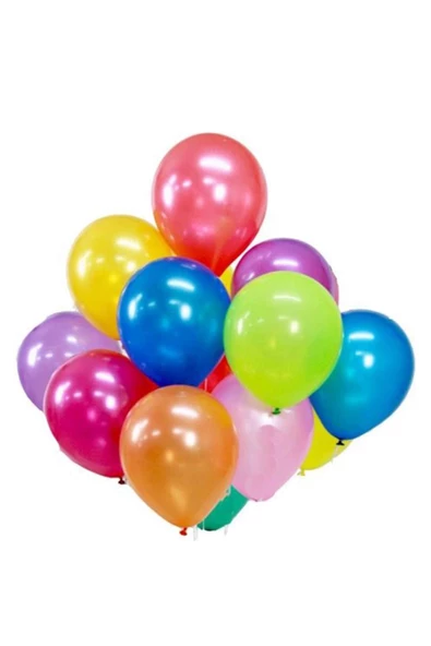 Karışık Renkli Metalik Süsleme ve Parti Balonu 12 Inch 40 Adet - Resim 3