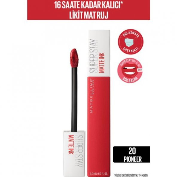 Maybelline New York Super Stay Matte Ink Likit Mat Ruj - 20 Pioneer - Kırmızı