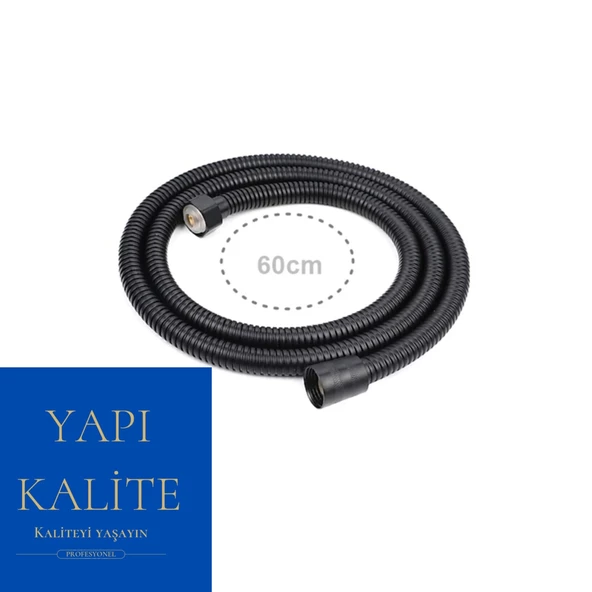 Banyo Siyah Kısa Robot Duş Spiral Hortumu Örgülü 60cm - Resim 2