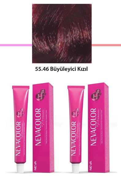 2 li Set Premium 55.46 Büyüleyici Kızıl - Kalıcı Krem Saç Boyası 2 X 50 g Tüp - 1