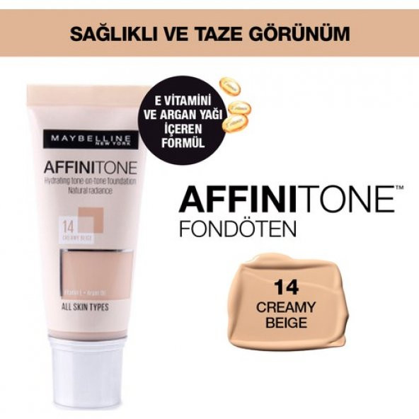 Maybelline New York Nemlendirme Etkili Fondöten - Affinitone Foundation No: 14