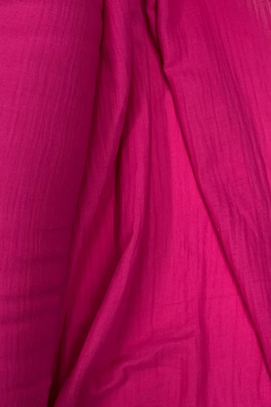 Çok Amaçlı Müslin Pamuklu Bebek Örtü ve Battaniye Kumaşı Müslin Bez Fuşya 73 - Resim 2