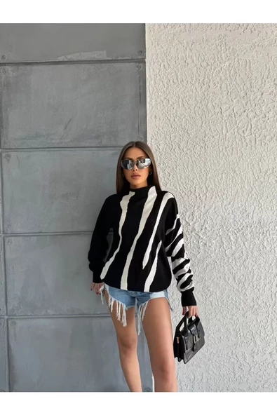 Zebra desen triko kazak - 2