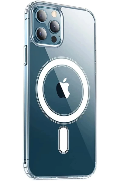 Iphone 12 Pro Max Kılıf Kamera Lens Korumalı Magsafe Destekli Şeffaf Darbe Emici Sert Kapak - 2