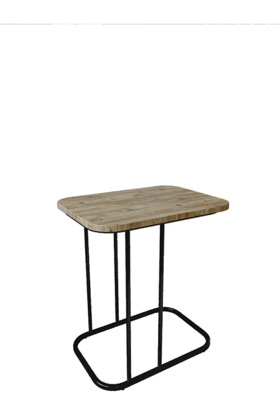 ED PET DİZAYN Metal C Sehpa Koltuk Sehpası Yan Sehpa Zigon Sehpa Çay Kahve Servis Sehpası Atlantik Çam - 5